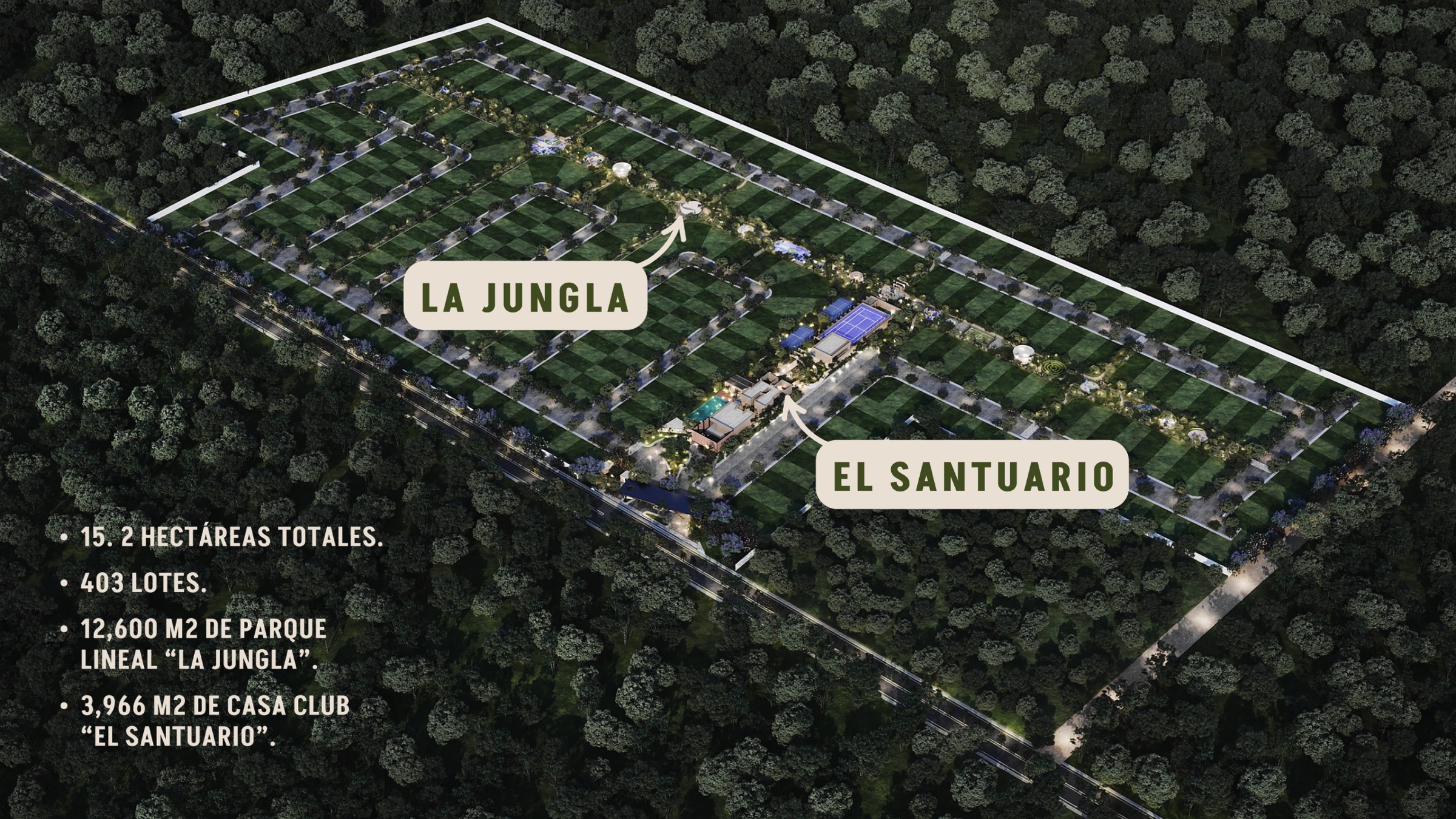 Vista general de Tierra Madre con la ubicación de La Jungla y El Santuario